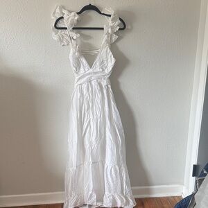 Storia White Ruffled Maxi Dress